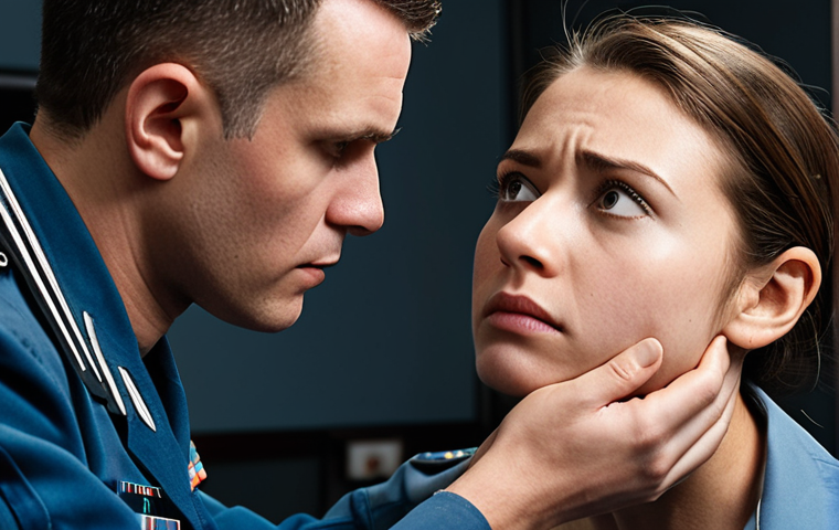 **Prompt:** A determined Air Force pilot candidate undergoing a rigorous physical examination, highlighting vision testing. Emphasize the high standards and competitive nature of pilot selection.